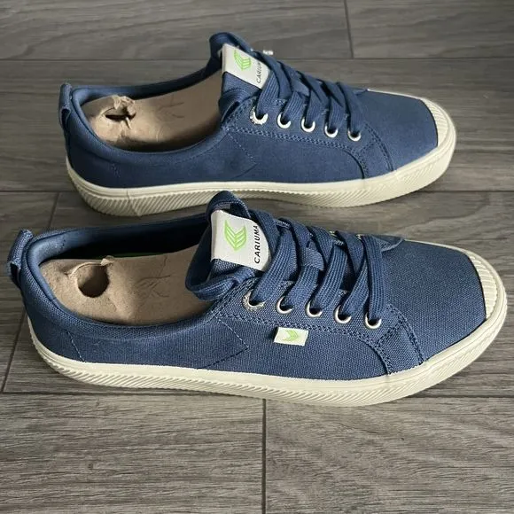 New Cariuma OCA Low Shadow Blue Canvas Sneakers Shoes Womens 8.5 Mens 7‎