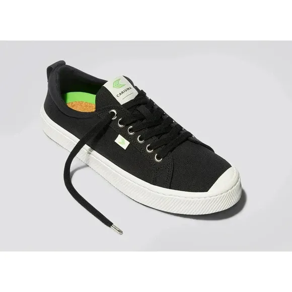 NEW Cariuma Oca Low Top Lace Up Canvas Sneakers Shoes Black Unisex W8.5 M7