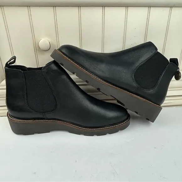 NEW - COUGAR Waterproof Leather Slip On Comfy Black Ankle Chelsea Boots GRILL