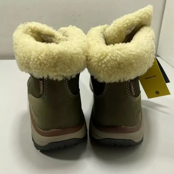 NEW EDDIE BAUER  Rainier Mid Boots Size 8M Waterproof Ankle Warm Green Leather