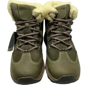 NEW EDDIE BAUER  Rainier Mid Boots Size 8M Waterproof Ankle Warm Green Leather
