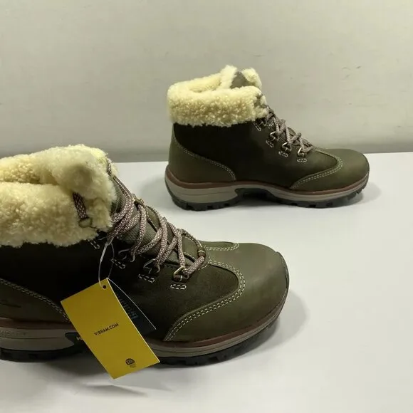 NEW EDDIE BAUER  Rainier Mid Boots Size 8M Waterproof Ankle Warm Green Leather