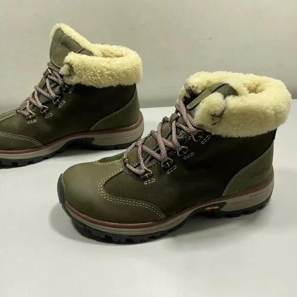 NEW EDDIE BAUER  Rainier Mid Boots Size 8M Waterproof Ankle Warm Green Leather