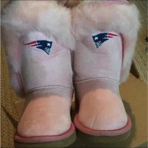 New England patriots girls faux fur winter warm boots
