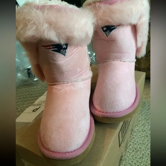 New England patriots girls faux fur winter warm boots