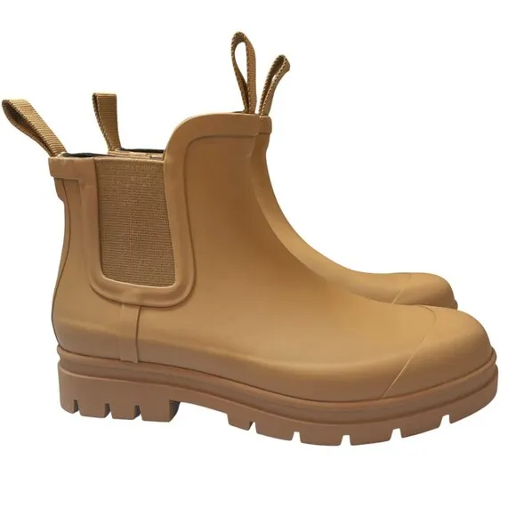 NEW Everlane The Rain Boot Womens 6 Tawny Brown Rubber Chelsea Boots