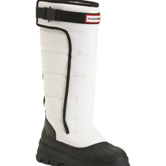 NEW HUNTER Tall Buckle Snow Boots White/black for women 864mn