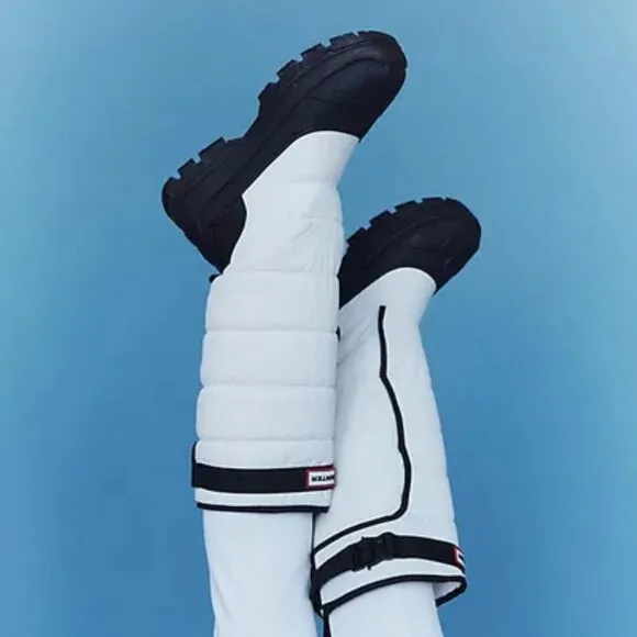 NEW HUNTER Tall Buckle Snow Boots White/black for women 864mn