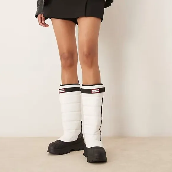 NEW HUNTER Tall Buckle Snow Boots White/black for women 864mn