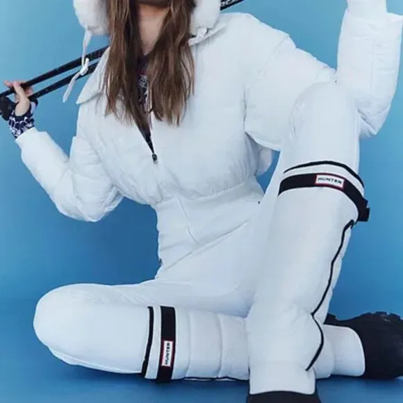 NEW HUNTER Tall Buckle Snow Boots White/black for women 864mn