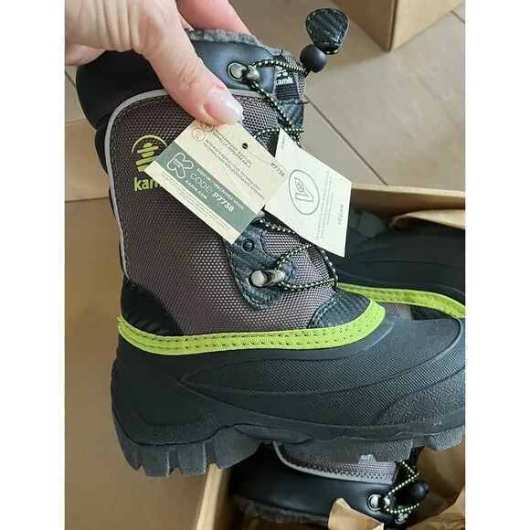 New Kamik Luke 3 Big Kids Boys Girls Sz 1 Eu 32 Snow Boots Insulated Charcoal