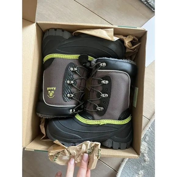 New Kamik Luke 3 Big Kids Boys Girls Sz 1 Eu 32 Snow Boots Insulated Charcoal