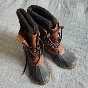 NEW!! L.L.Bean Snow Duck Boots with Tumbled Leather, 11, Maple
