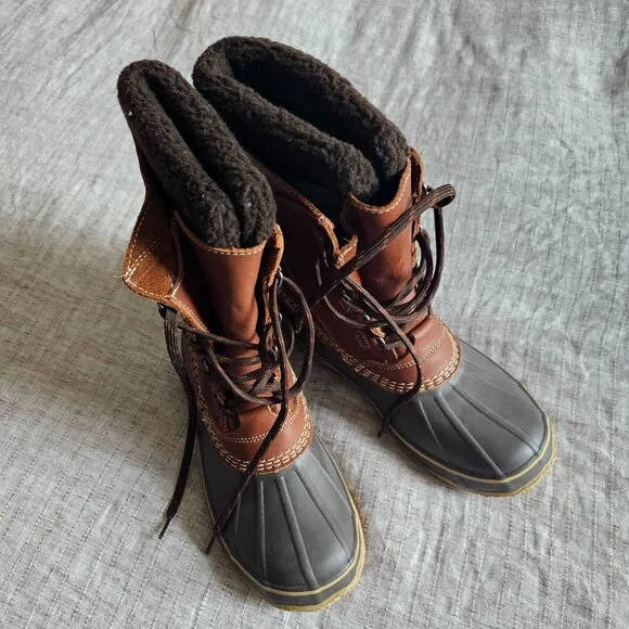 NEW!! L.L.Bean Snow Duck Boots with Tumbled Leather, 11, Maple