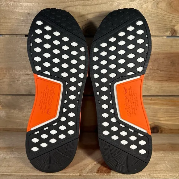 NEW Mens Size 10.5 Adidas NMD_R1 Black Orange Yellow Gradient Shoes FZ5877