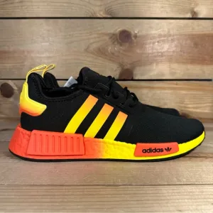 NEW Mens Size 10.5 Adidas NMD_R1 Black Orange Yellow Gradient Shoes FZ5877