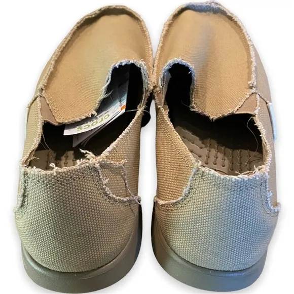 NEW Men’s Sz 11 Crocs Santa Cruz Loafer Slip On Shoes Canvas Khaki