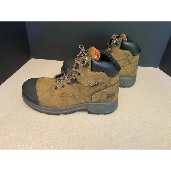 New! Mens Timberland Pro Helix HD 6&quot; Brown Composite Toe Waterproof Boots. SZ 8M