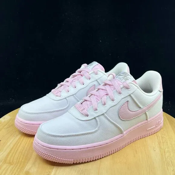 NEW Nike By You NBY Air Force 1 White Light Pink Canvas Women Size 8 DZ3638-900