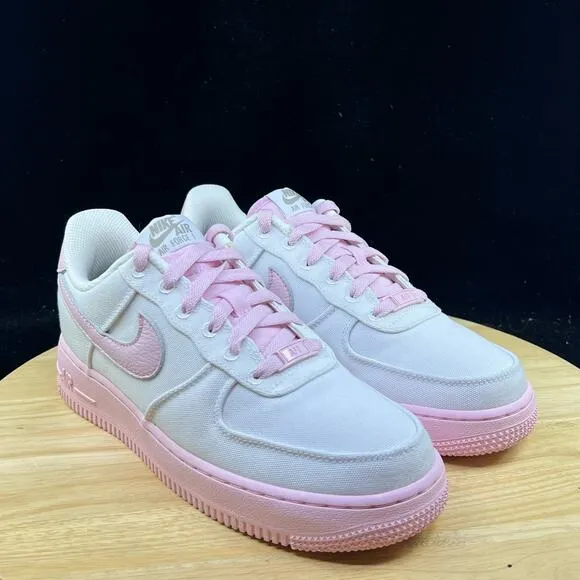 NEW Nike By You NBY Air Force 1 White Light Pink Canvas Women Size 8 DZ3638-900