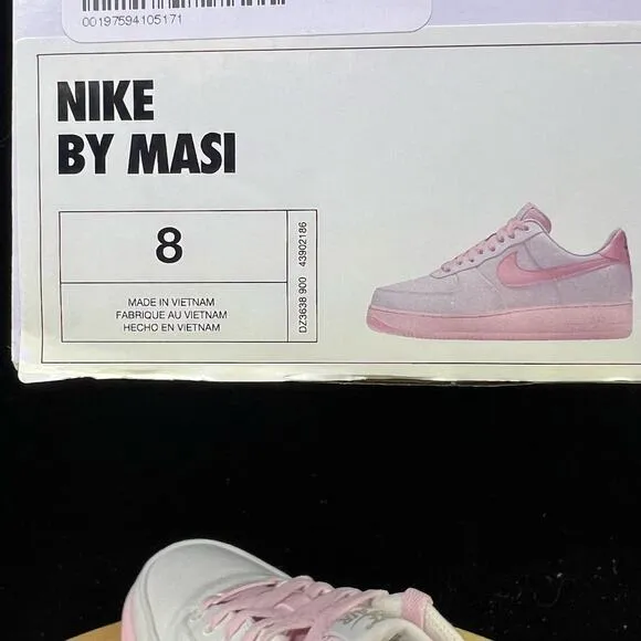 NEW Nike By You NBY Air Force 1 White Light Pink Canvas Women Size 8 DZ3638-900