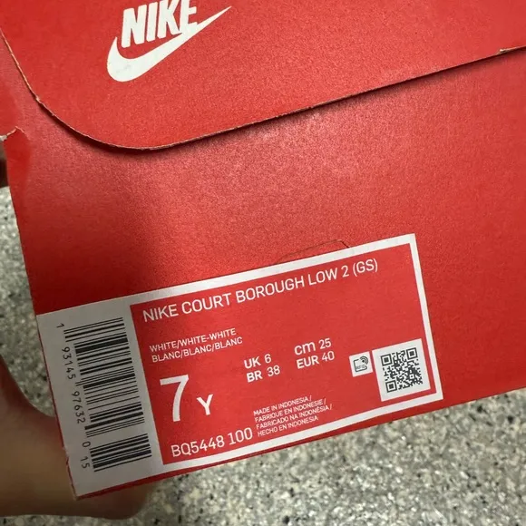 New Nike Court Borough Low Big Kids Shoes white Sneakers - 7Y