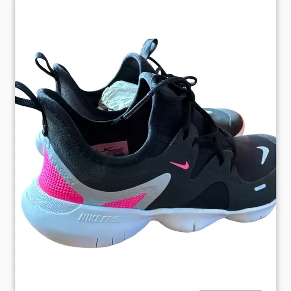 New Nike Free RN 5.0 GS Black Pink Size 7 Sneakers Shoes