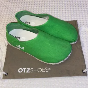 NEW! OTZ Canvas Linen Slip Ons Size 36 5.5 GREEN Shoes Flats
