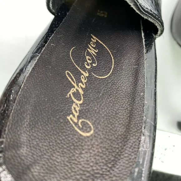 New Rachel Comey Phelan Croc Women Black Buckled Slingback Platform Heels 9.5