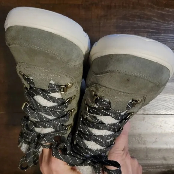 NEW Sorel Explorer Next Hiker Boots Women 12 Green Suede City Cozy Warm Gorpcore