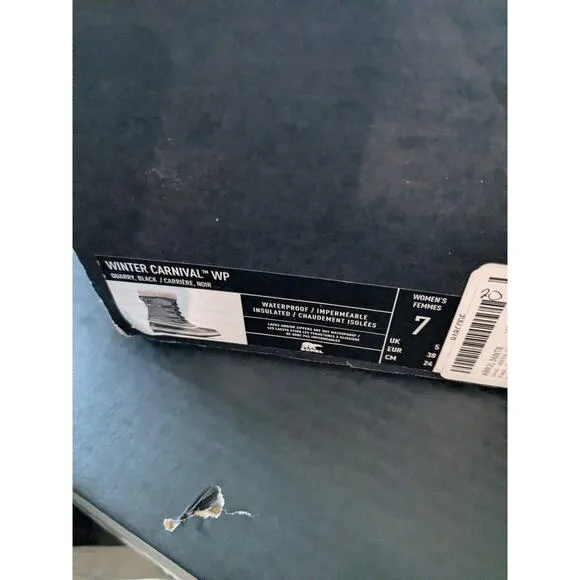 NEW Sorel Winter Carnival Boots Women's 7 Quarry Gray Black Insulated WP