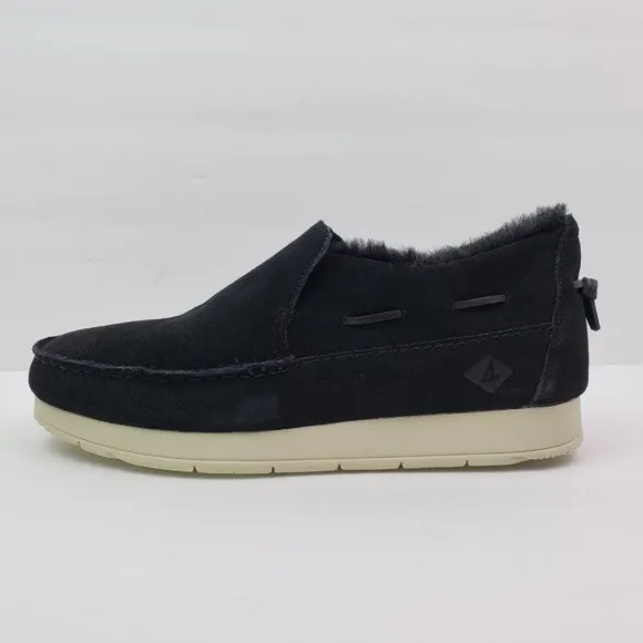 NEW Sperry Moc Sider WR Mens Size 9.5 Black Suede Comfort Shoes STS23724