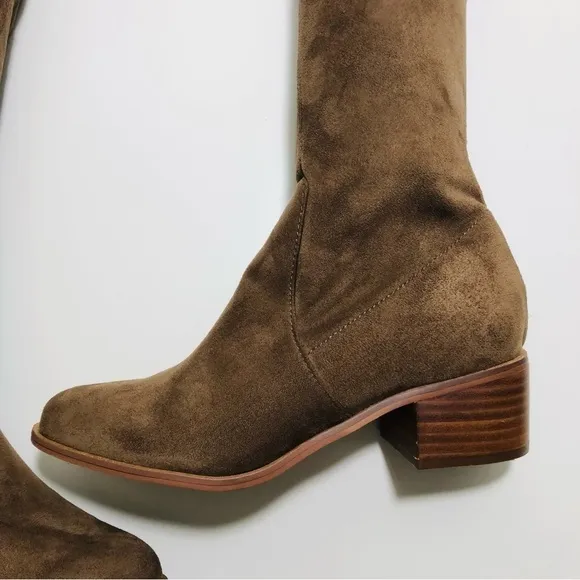 NEW Steve Madden Sadie Over-The-Knee Block Heel Boots in Light Taupe size 6.5