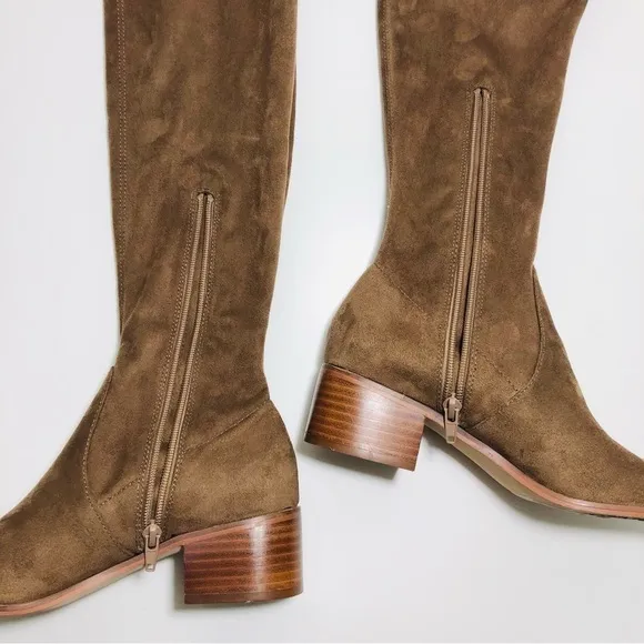 NEW Steve Madden Sadie Over-The-Knee Block Heel Boots in Light Taupe size 6.5