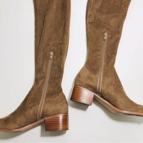 NEW Steve Madden Sadie Over-The-Knee Block Heel Boots in Light Taupe size 6.5