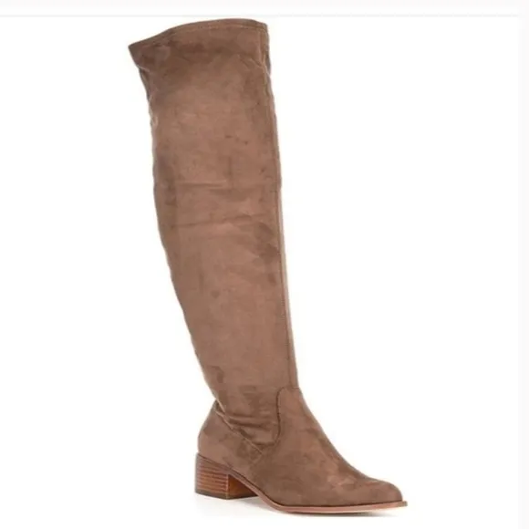 NEW Steve Madden Sadie Over-The-Knee Block Heel Boots in Light Taupe size 6.5