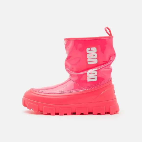 NEW UGG Classic Brellah Mini Logo Stripe Boots coral for women 563tn