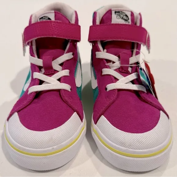 New Vans Dino SK-8 Hi Sneakers Boys 10 Girls Velcro Elastic Laces Suede Canvas