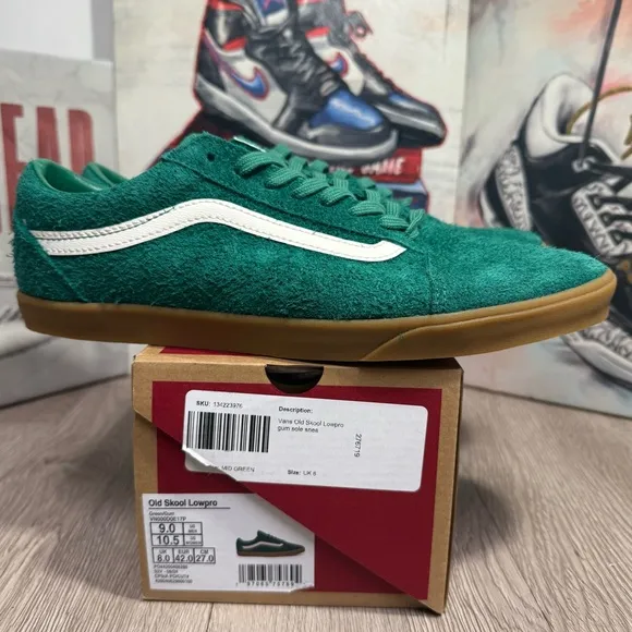 New Vans Old Skool LowPro Green/Gum Sneakers Low-Top Shoes Sizes 8.5, 9 Men
