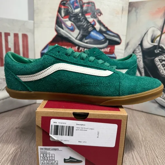 New Vans Old Skool LowPro Green/Gum Sneakers Low-Top Shoes Sizes 8.5, 9 Men
