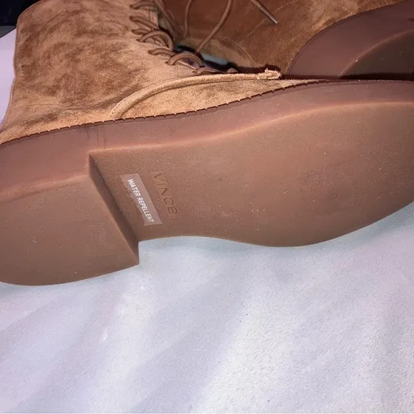 🔥NEW🔥 VINCE Kady Golden Tan Suede Waterproof Combat Boot Women's 5