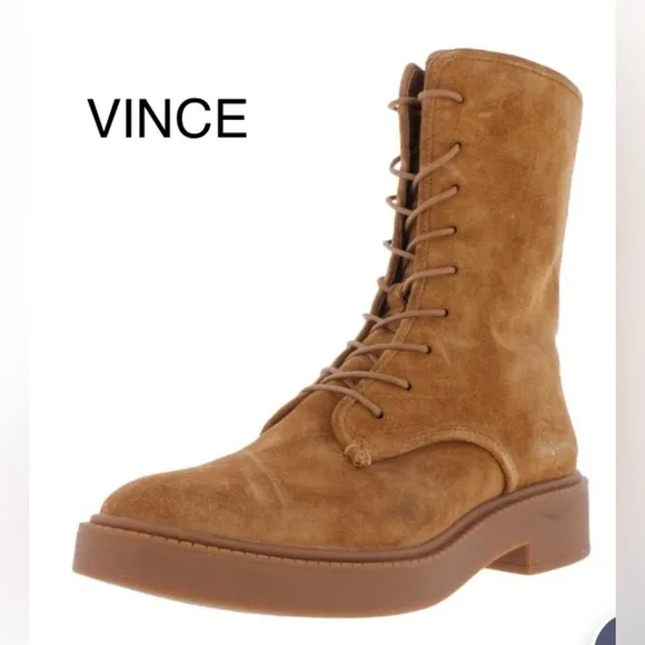 🔥NEW🔥 VINCE Kady Golden Tan Suede Waterproof Combat Boot Women's 5