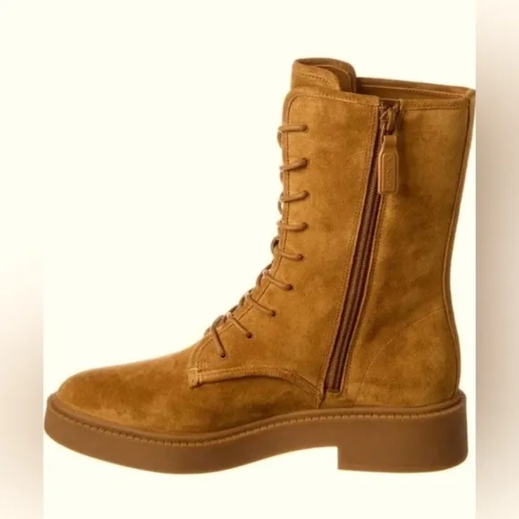 🔥NEW🔥 VINCE Kady Golden Tan Suede Waterproof Combat Boot Women's 5