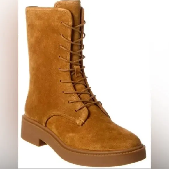 🔥NEW🔥 VINCE Kady Golden Tan Suede Waterproof Combat Boot Women's 5
