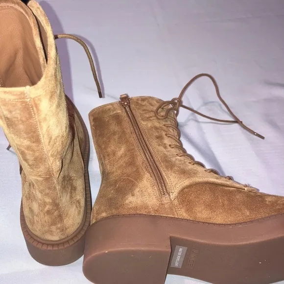 🔥NEW🔥 VINCE Kady Golden Tan Suede Waterproof Combat Boot Women's 5