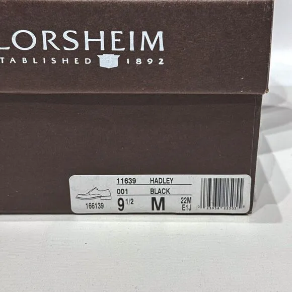 New With Box Florsheim Hadley Black Leather Oxford Comfort Shoes Men’s Size 9.5M