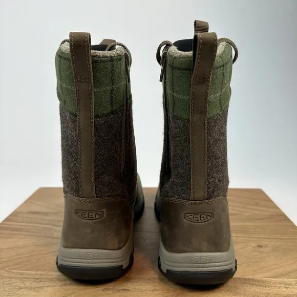 New Womens Keen Greta Tall Brown Leather Insulated Waterproof Snow Boots Size 7