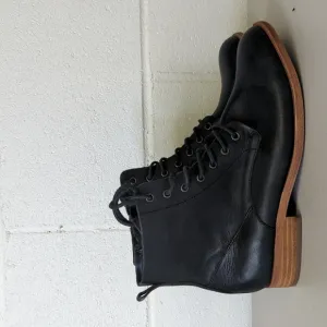 new womens Sz 9.5 Kork-ease the original leather black booties lace up Violeta