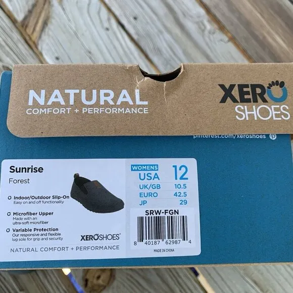 NEW Xero Shoes Sunrise Barefoot Super-Light Camp Casual Slip On Forest Womens 12