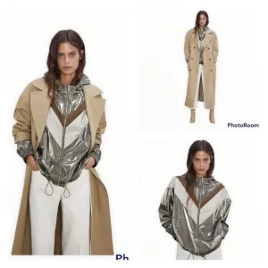NEW ZARA Blogger Favorite Silver &amp; Gold Metallic Color Block Jacket Size Small
